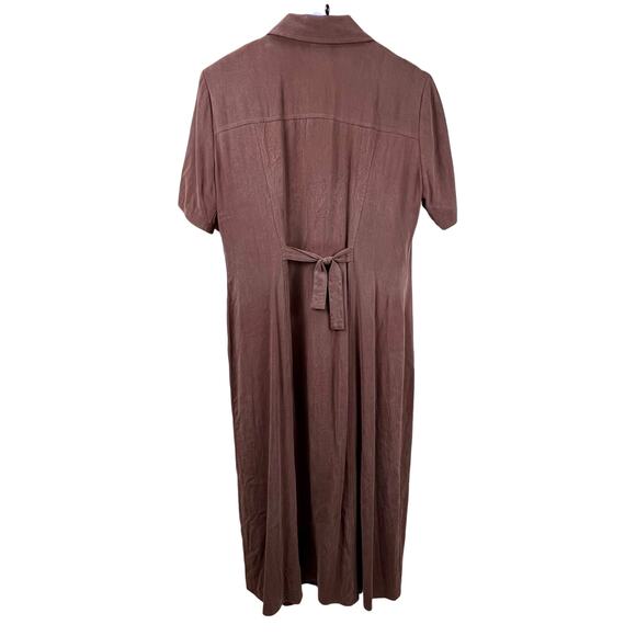 Rabbit Designs Womens Petite Long Brown Collared Button Up Dress Size 10P - Picture 4 of 12